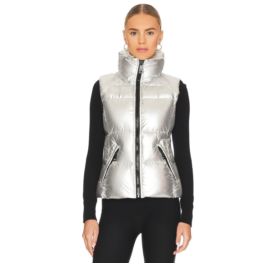 SAM. Freedom Vest in Metallic Silver Size Small Quilted Puffer